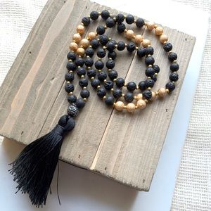 Boho Black & Gold Tassel Necklace